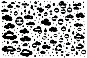 rain clouds with scattered rain drops tattoo idea