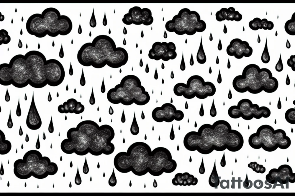 rain clouds with scattered rain drops tattoo idea