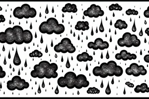 rain clouds with scattered rain drops tattoo idea