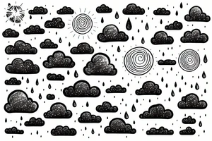 rain clouds with scattered rain drops tattoo idea
