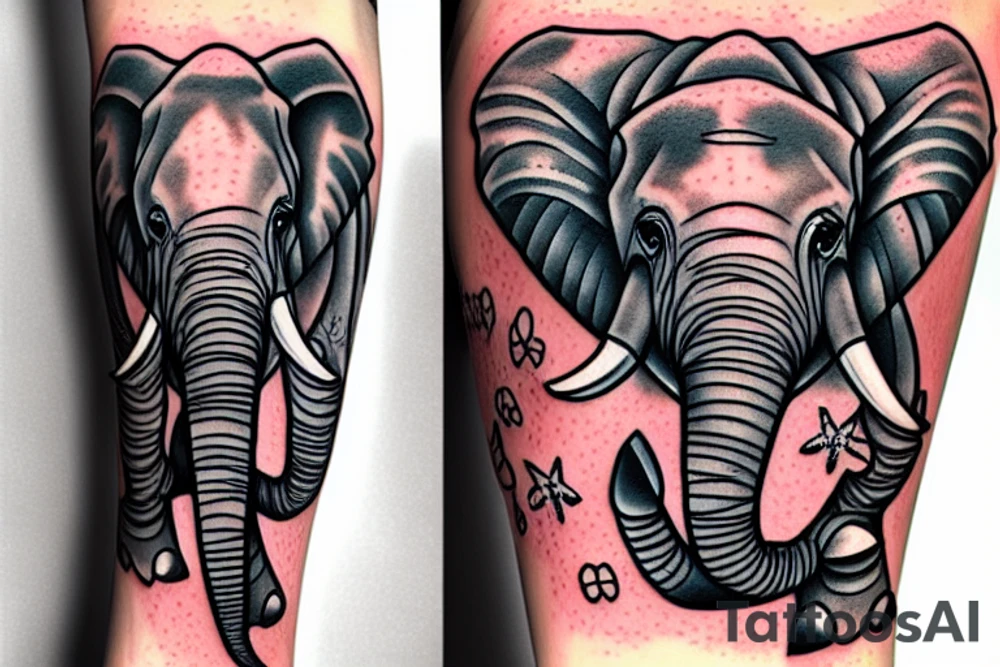 elephant snacking a shark tattoo idea