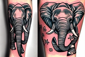 elephant snacking a shark tattoo idea
