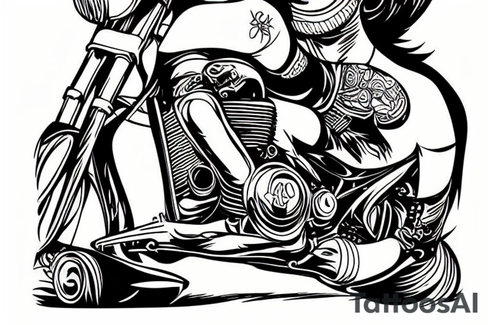 banana riding motorcycle tattoo idea