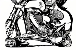 banana riding motorcycle tattoo idea