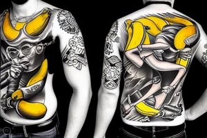 banana riding motorcycle tattoo idea