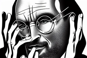 steve jobs crying because he is poor tattoo idea