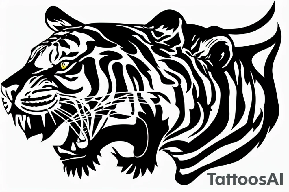 tiger eating a car tattoo idea