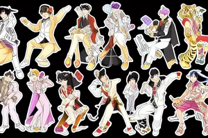 Tiger and bunny in Korean aristocratic clothes playing chess tattoo idea