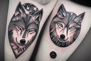 Wolf head with moon phases below tattoo idea