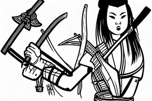 female samurai holding katana tattoo idea