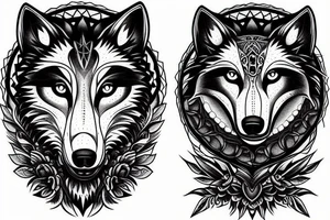Wolf head with moon phases below tattoo idea