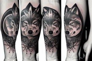 Wolf head with moon phases below tattoo idea