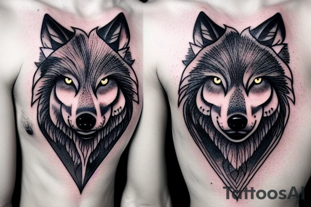 Wolf head with moon phases below tattoo idea