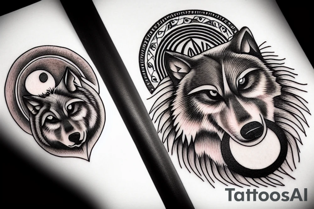 Wolf head with moon phases below tattoo idea