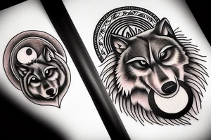 Wolf head with moon phases below tattoo idea