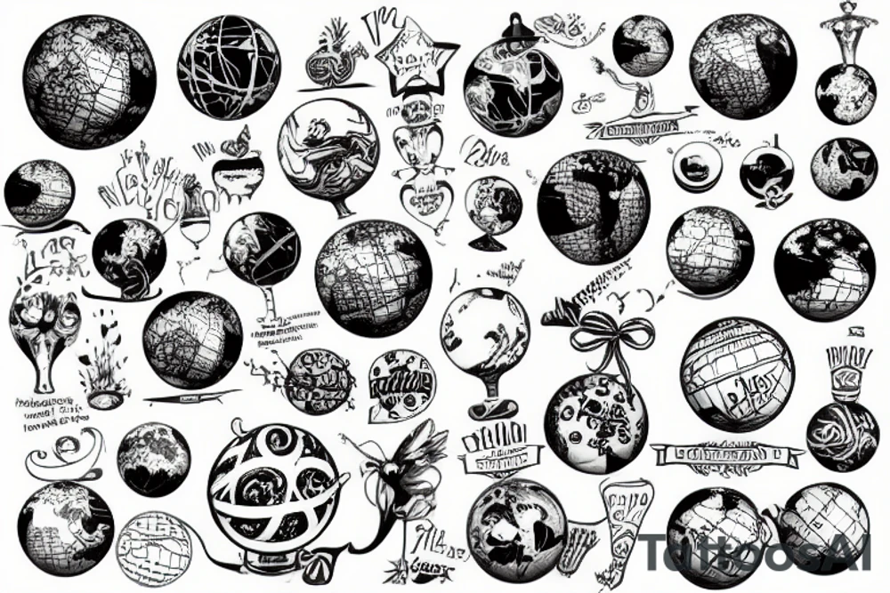 funky globe tattoo idea