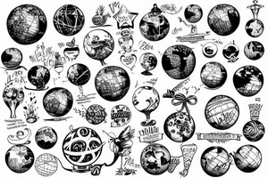 funky globe tattoo idea