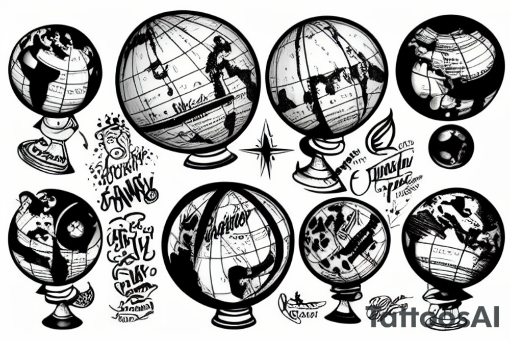 funky globe tattoo idea