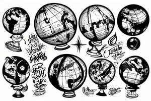 funky globe tattoo idea