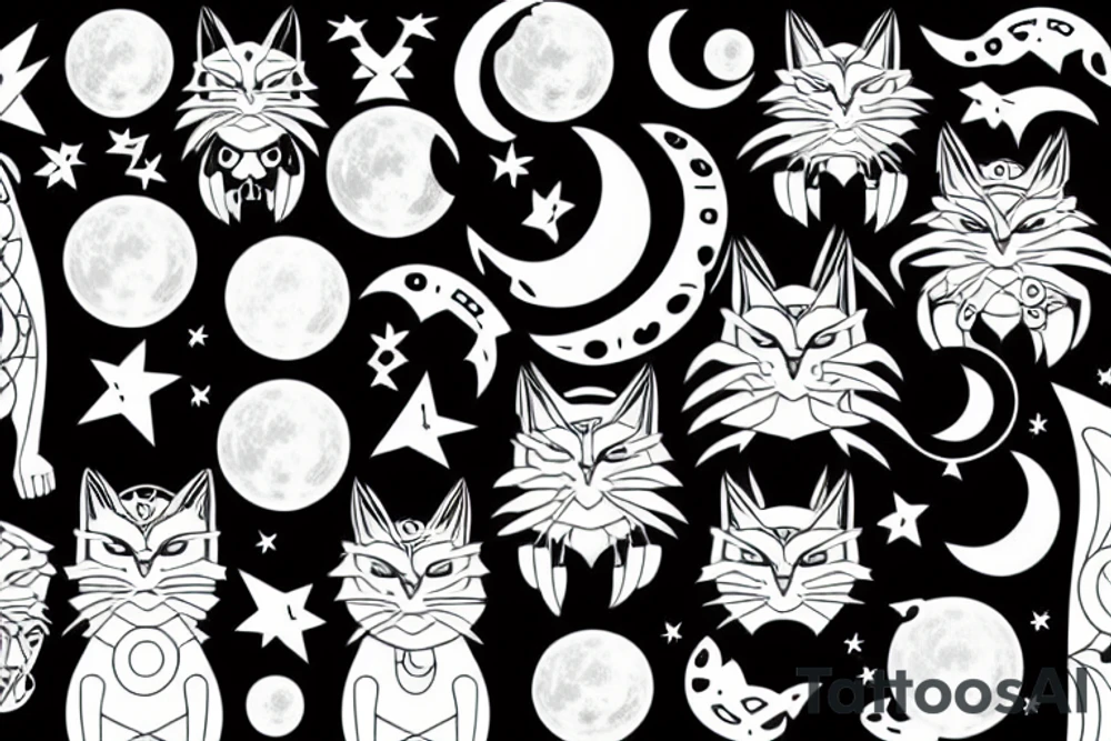 lunar cat tattoo idea