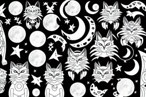 lunar cat tattoo idea