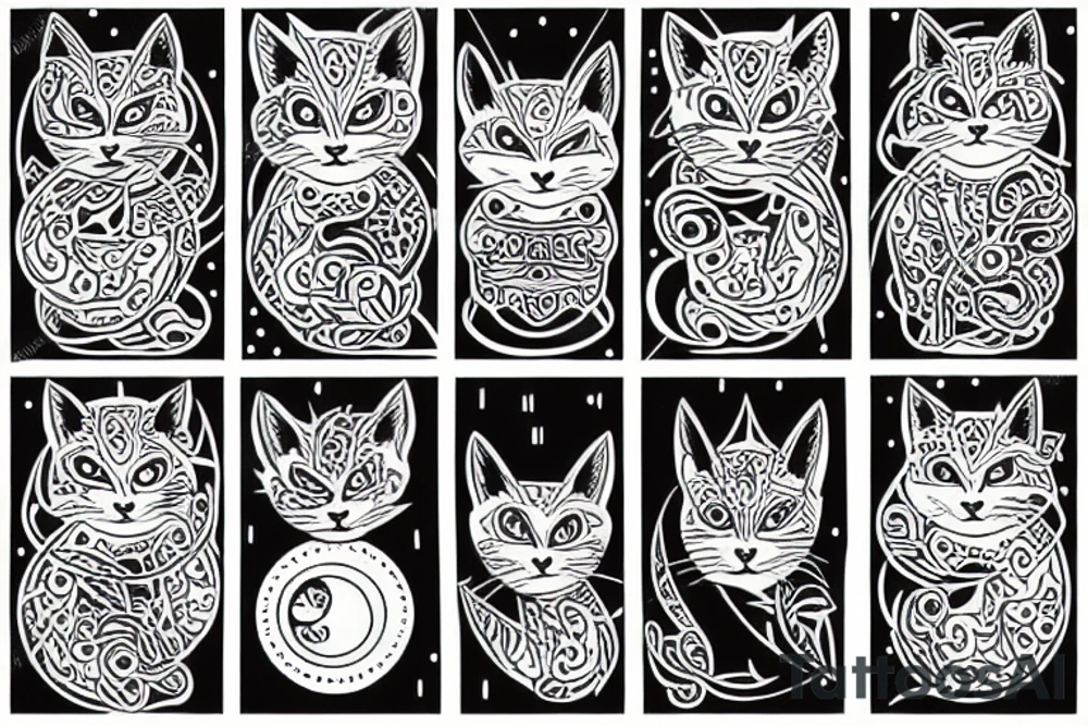 lunar cat tattoo idea