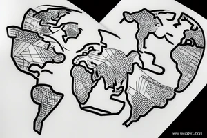 funky world map tattoo idea