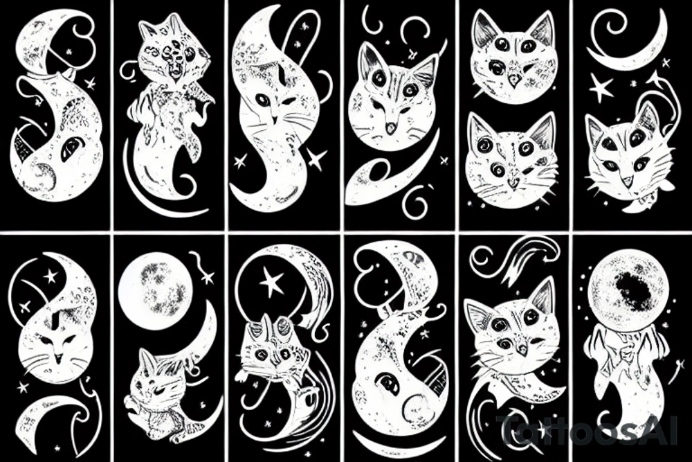 lunar cat tattoo idea