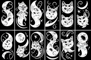 lunar cat tattoo idea