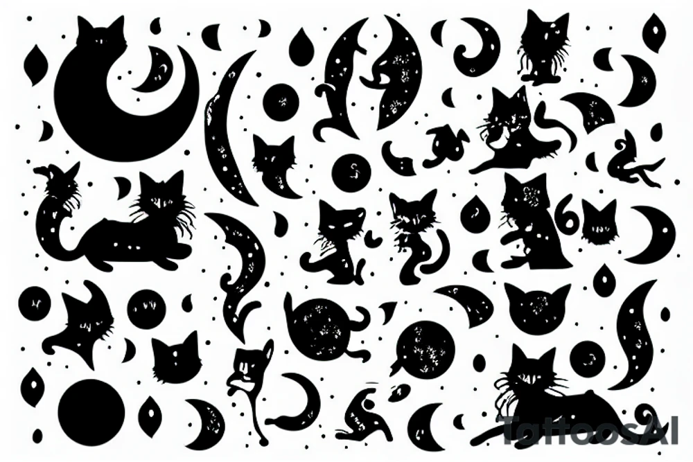 lunar cat tattoo idea