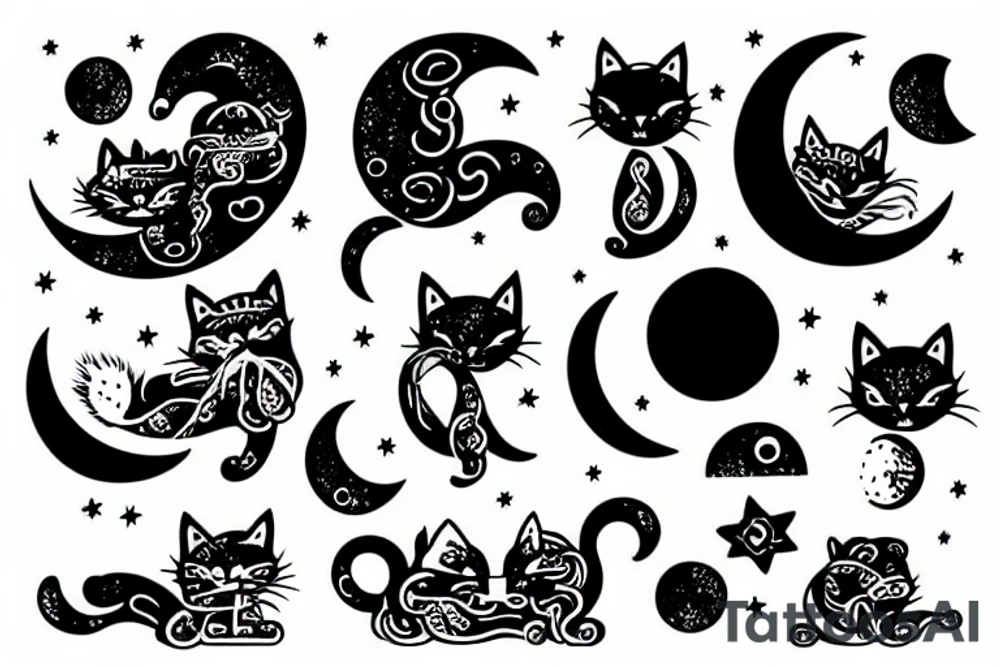 lunar cat tattoo idea