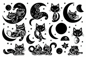 lunar cat tattoo idea