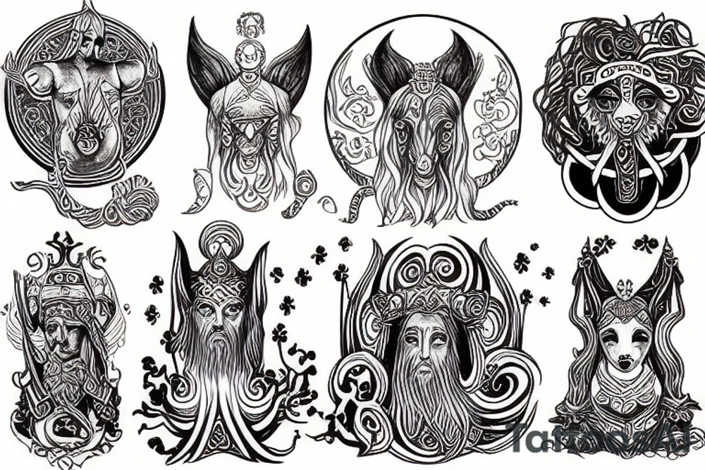 White god and black god from slavic mythology tattoo idea