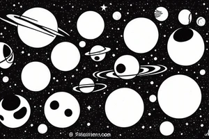 six moons orbiting black hole tattoo idea