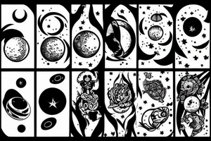 six moons orbiting black hole tattoo idea