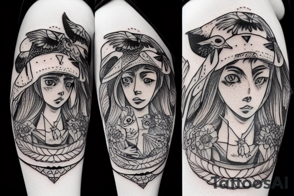 athena and her owl on her shoulder tattoo idea