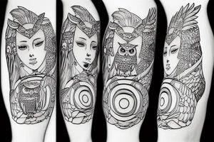 athena and her owl on her shoulder tattoo idea
