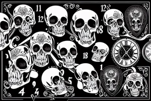 Raven on top of a clock with a skull tattoo idea