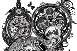 Raven on top of a grandfather clock tattoo idea