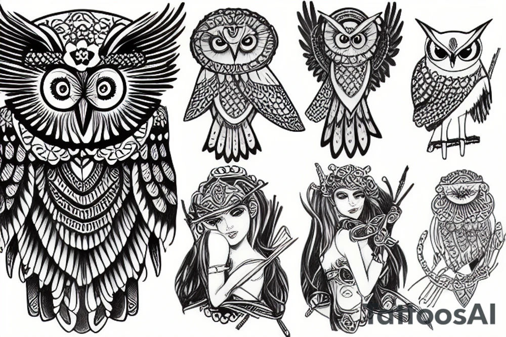 athena and her owl tattoo idea