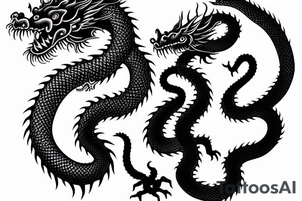 chinese dragon with snake head goth metal tattoo idea chinese dragon with snake head goth metal tattoo idea