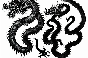 chinese dragon with snake head goth metal tattoo idea