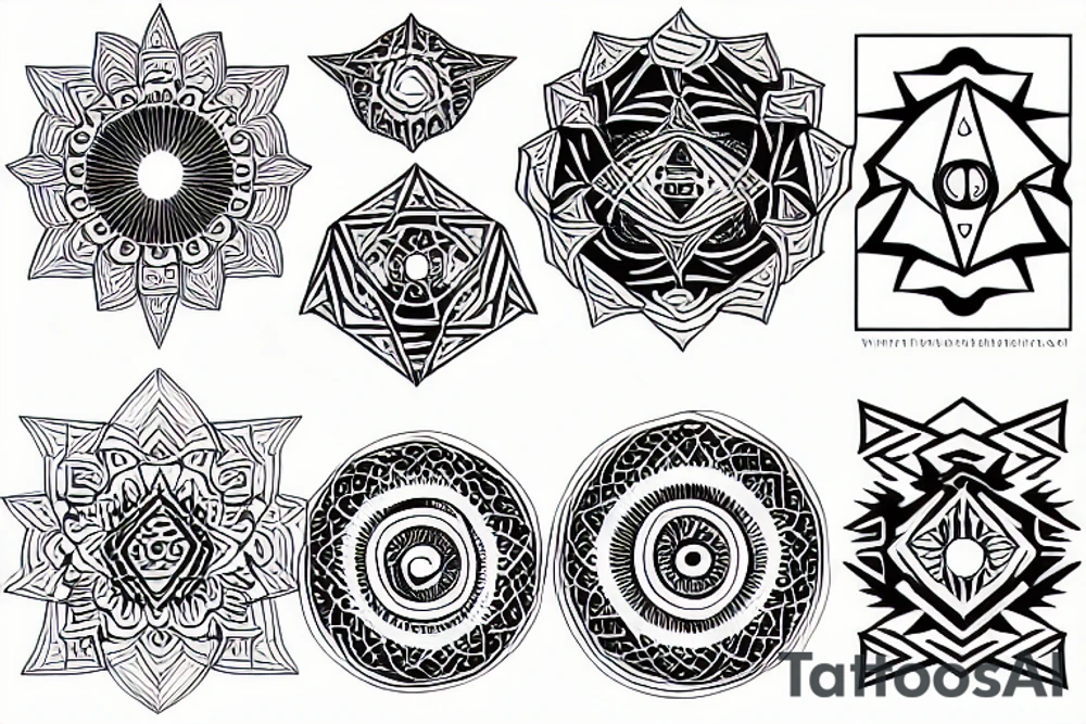 Alien language style geometric mandala tattoo idea