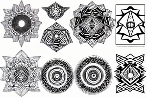 Alien language style geometric mandala tattoo idea