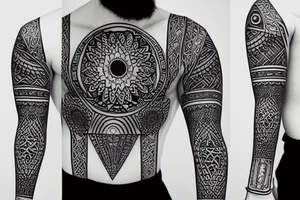 Alien language style geometric mandala tattoo idea