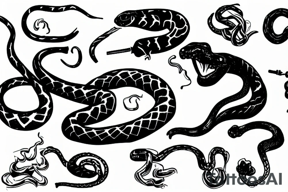 snake eating a cigarette tattoo idea