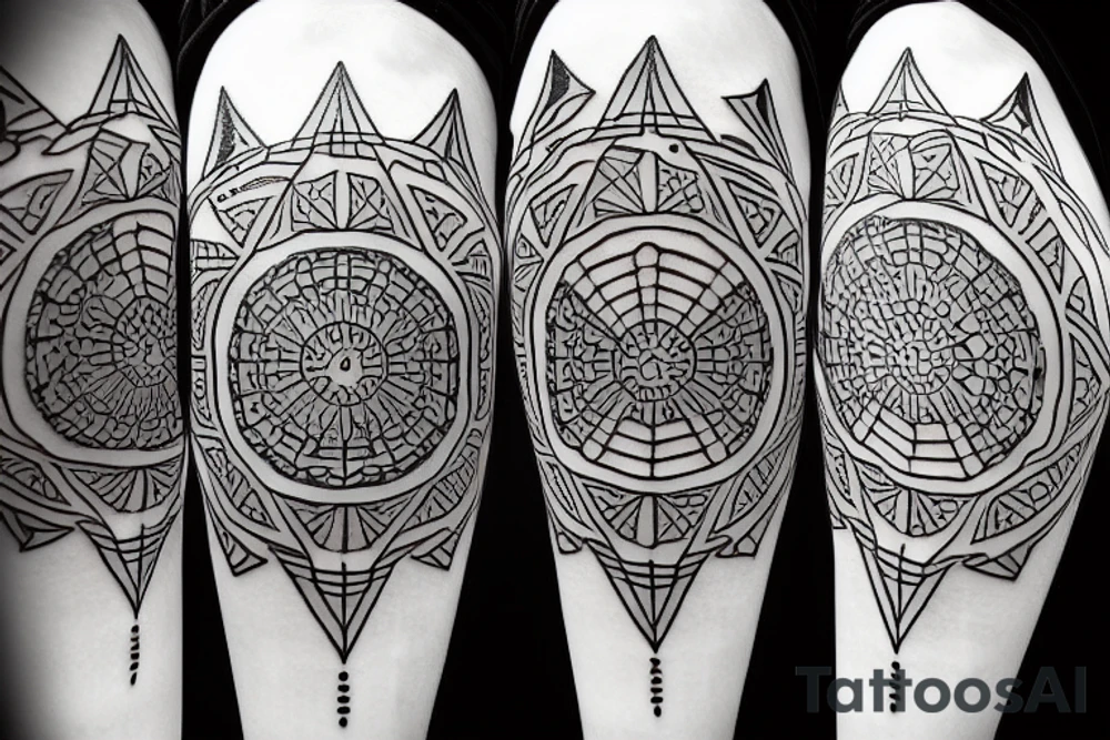 Alien language style geometric mandala tattoo idea
