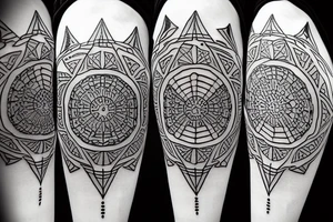 Alien language style geometric mandala tattoo idea