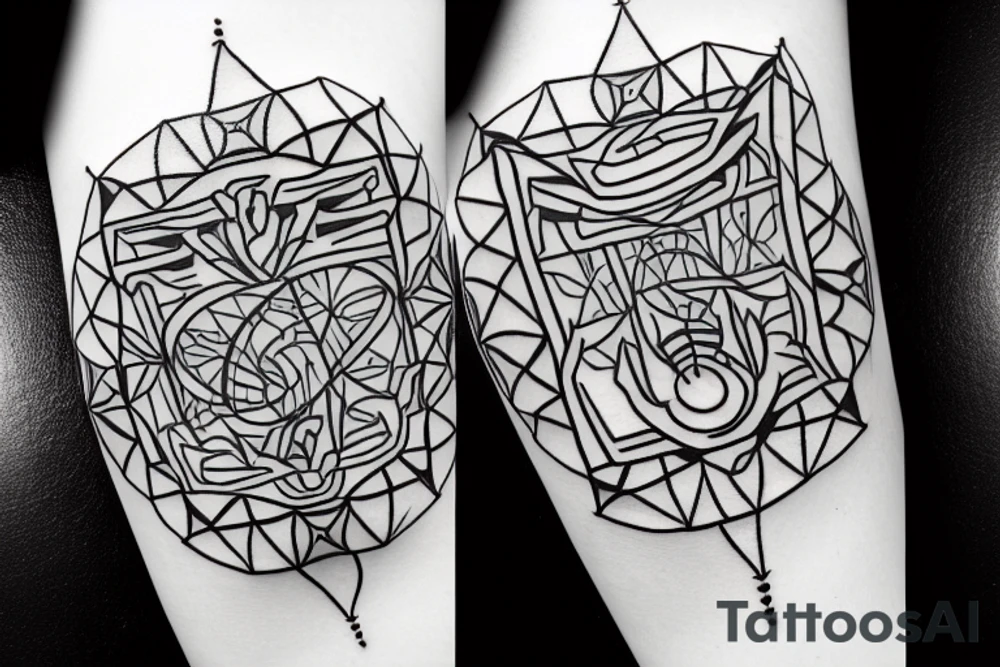 Alien language style geometric mandala tattoo idea