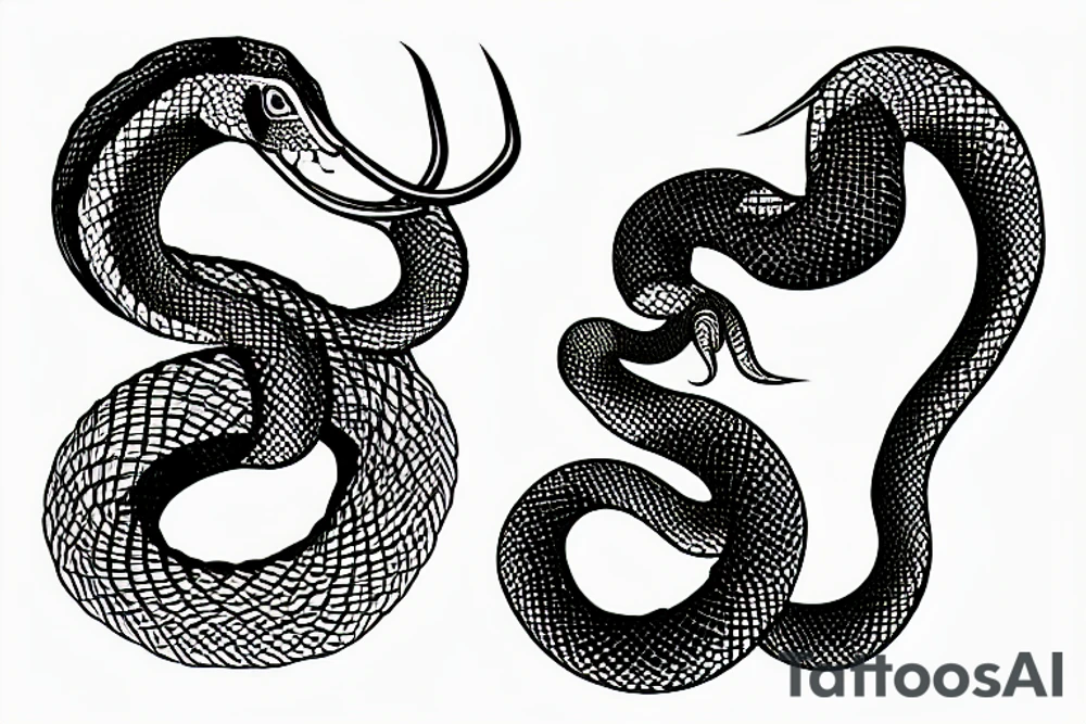snake fighting a stag tattoo idea